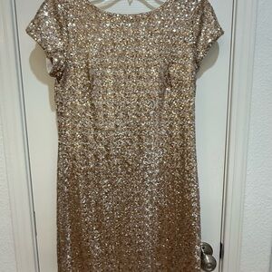 White House Black Market Gold Sequin Sheath Dress
